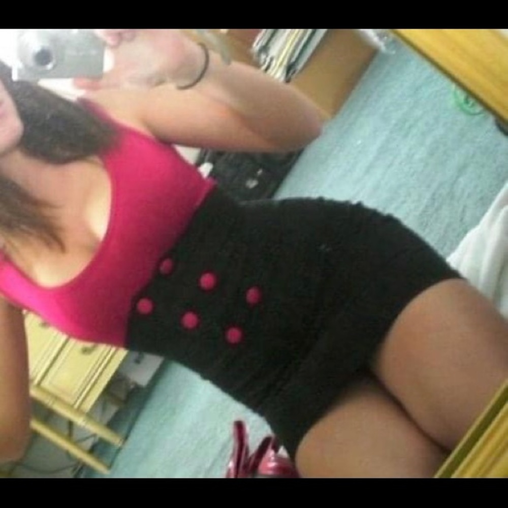 Red & black sexy cotton dress